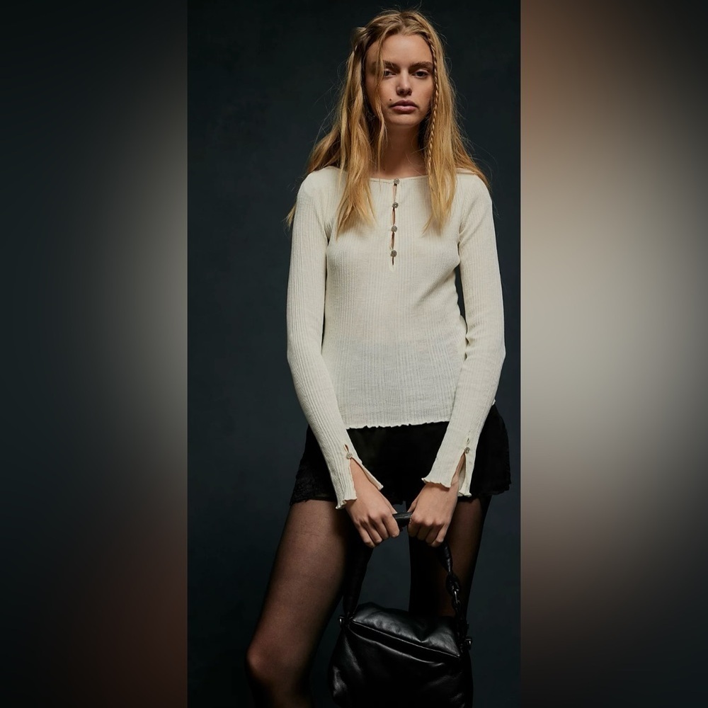Free People Amiri Knit Top Long Sleeve Tofu NWT